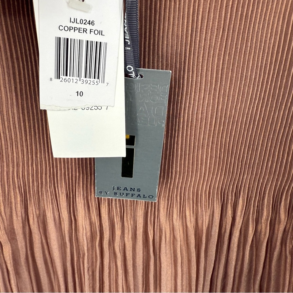 i jeans by Buffalo Accordion Pleated Copper Brown Mini Skirt Lined Size 10 - Picture 3 of 8